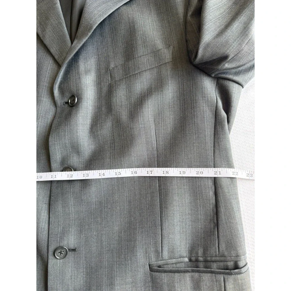 Perry Ellis Portfolio 44R Gray 100% Worsted Wool Blazer Sport Coat 3 Button
